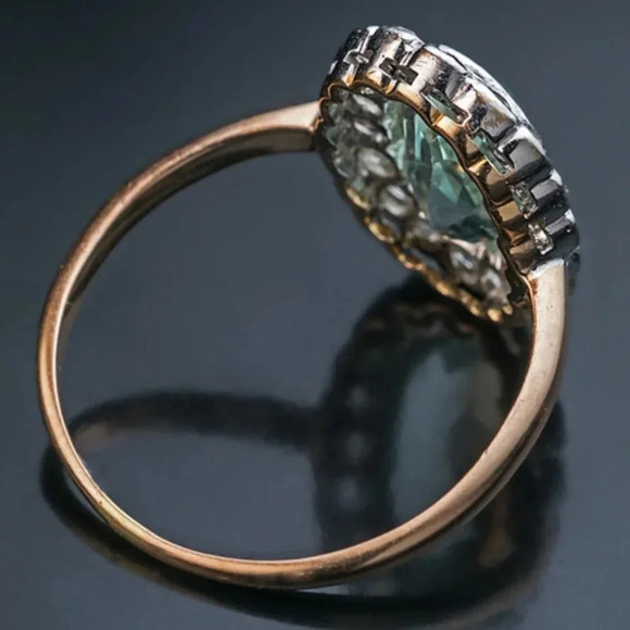 ❤Refine Oval Pure Light Blue Zircon Flower Elegant Rings for Women, MARR9080 - Picture 4 of 4